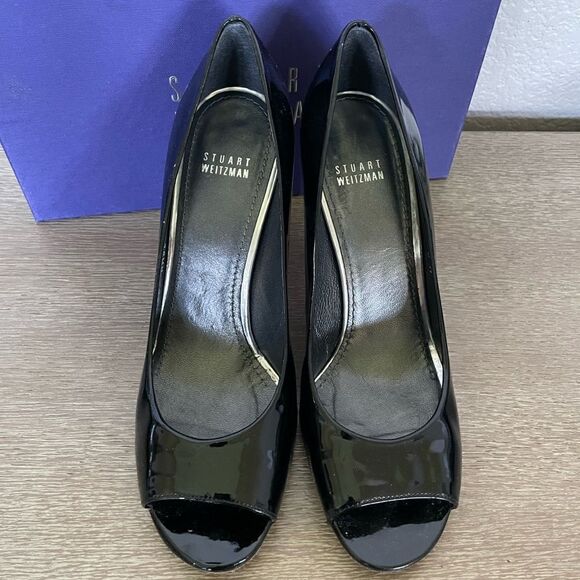 Stuart Weitzman Black Patent Stiletto Heels 9.5 - Picture 2 of 6